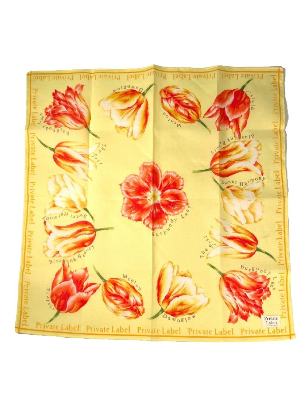 Vintage NWT Private Label Botanical Tulip Cotton Scarf